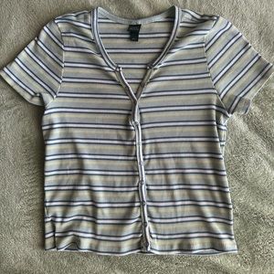 Wild Fable Cropped Green Striped Top